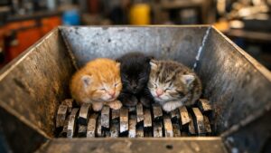 À Long Island, trois chatons nouveau-nés retrouvés vivants au fond d'un broyeur industriel grâce aux petits cris entendus par des ouvriers