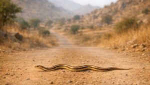 Dans le Kutch en Inde, un garde forestier de 32 ans filme sur une route un serpent des sables jamais confirmé depuis 1872