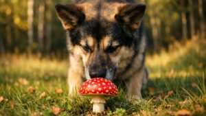 Dans un champ près de Coeur d'Alene, une chienne avale une amanite panthère et ne tient plus sur ses pattes quelques heures après