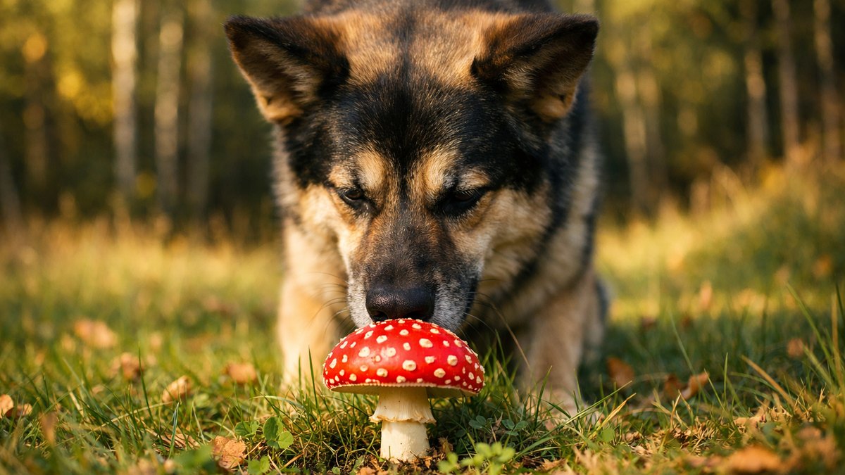 Dans un champ près de Coeur d'Alene, une chienne avale une amanite panthère et ne tient plus sur ses pattes quelques heures après
