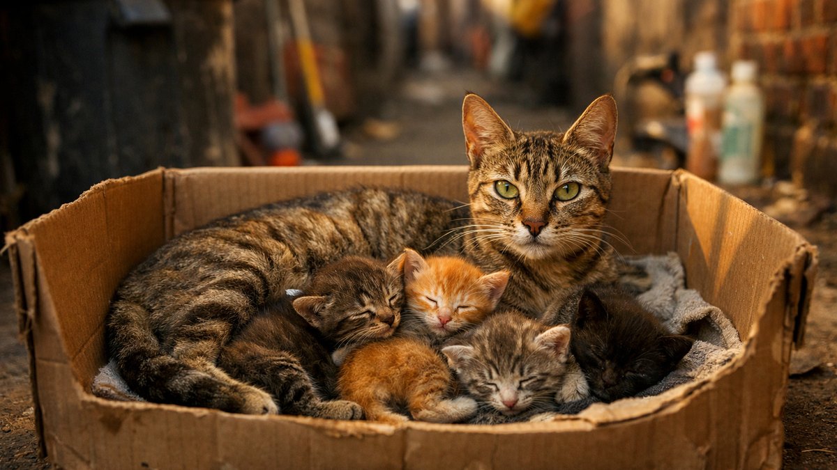 Derrière un salon de manucure du Bronx, une chatte et ses 5 chatons malades ont été sauvés juste avant qu'il ne soit trop tard