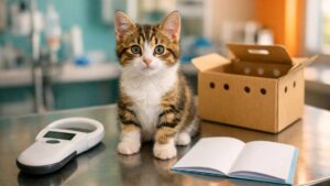 Elle accepte le chaton qu'une collègue lui donne à Brest : chez le vétérinaire, on lui réclame un numéro de puce que personne n'a