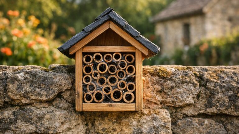 Elle accroche l'hôtel à insectes offert à Noël contre son mur nord : au printemps, pas une abeille, seulement des toiles d'araignée