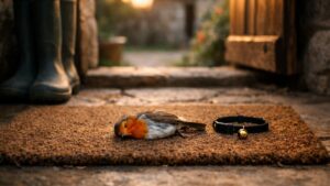 Elle accroche une clochette au collier de son chat près de Quimper : six mois plus tard, il rapporte toujours autant de rouges-gorges sur le paillasson