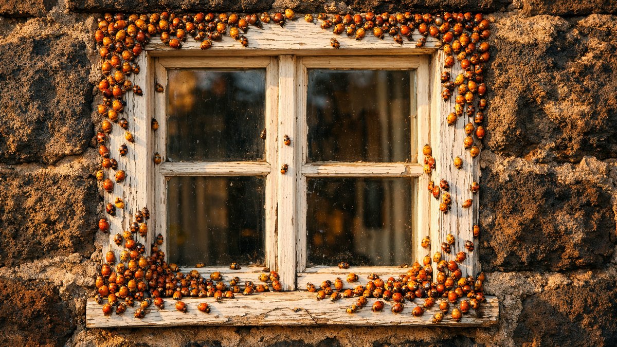Elle accueillait des coccinelles au potager depuis trois printemps : fin octobre, des dizaines tapissent sa fenêtre et ce ne sont pas les siennes
