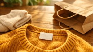 Elle achète un pull et des chaussettes en bambou près de Valence : en rentrant, l'étiquette cousue à l'intérieur indique un autre mot