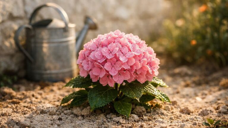 Elle emporte ses hortensias bleus de Bretagne jusqu'à sa maison près de Troyes : l'été suivant, chaque fleur s'ouvre d'un rose franc