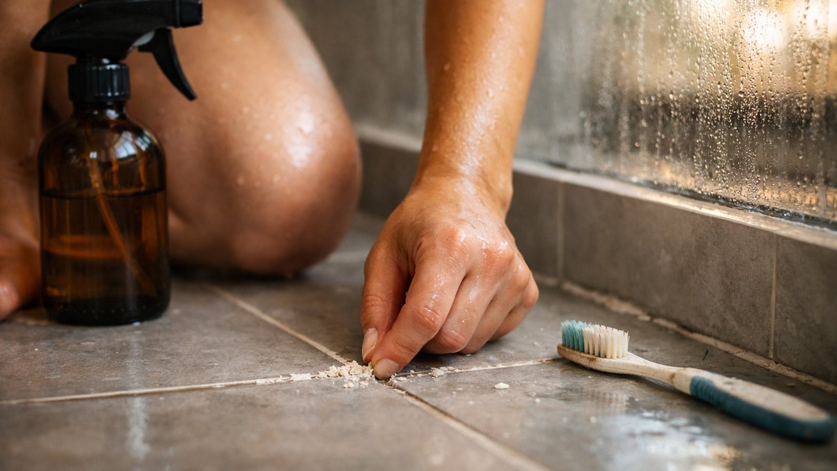 Elle frotte chaque semaine les joints de sa douche au vinaigre blanc : un an plus tard, ils s'effritent sous son ongle comme du sable sec