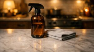 Elle frotte chaque soir son marbre au vinaigre blanc, fière de sa cuisine sans chimie : six mois plus tard, des auréoles mates refusent de partir