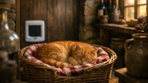 Elle installe une chatière pour que son chat sorte librement près de Tours : en novembre, un autre matou dort chaque nuit dans son panier