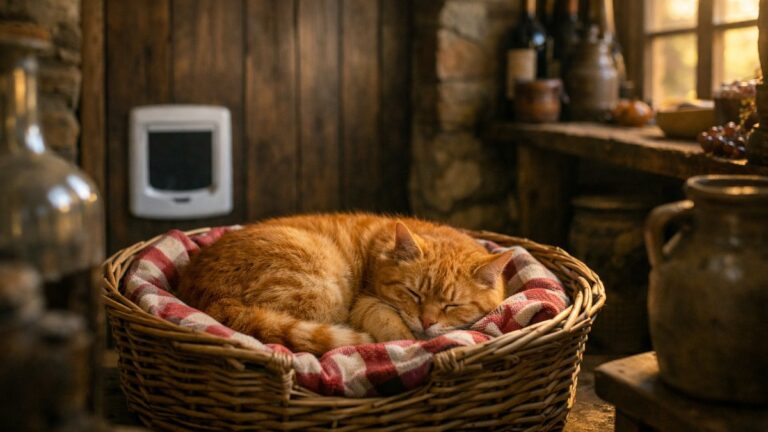 Elle installe une chatière pour que son chat sorte librement près de Tours : en novembre, un autre matou dort chaque nuit dans son panier