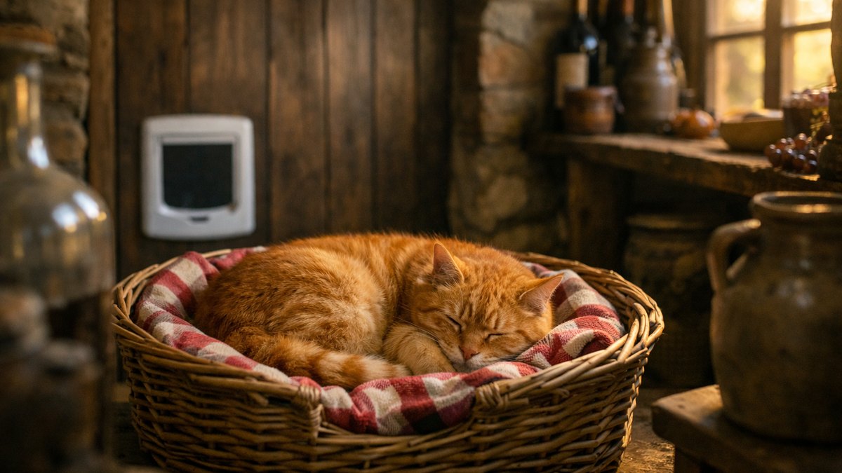 Elle installe une chatière pour que son chat sorte librement près de Tours : en novembre, un autre matou dort chaque nuit dans son panier
