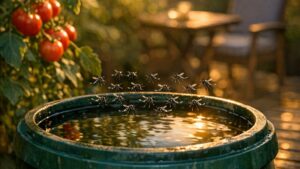 Elle installe une cuve d'eau de pluie pour son potager : fin septembre, sa terrasse est envahie de moustiques tigres venus de tout près