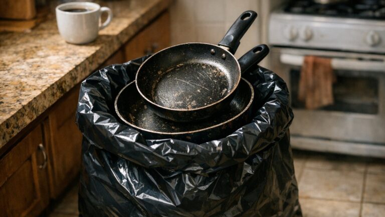 Elle jette ses quatre poêles en croyant la loi PFAS appliquée : au supermarché d'à côté, les mêmes modèles attendent toujours sur le rayon