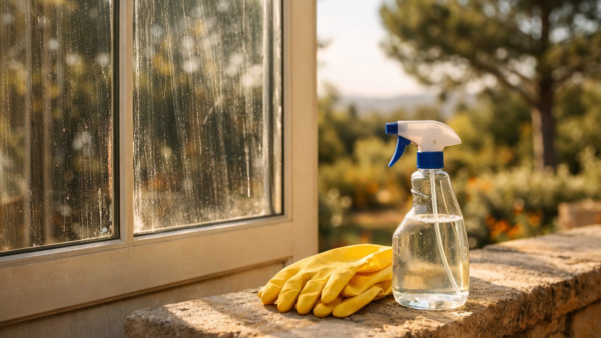 Elle lave ses vitres au vinaigre blanc un samedi d'octobre près d'Aix : dès que le soleil tourne, chaque carreau se couvre de traînées blanches