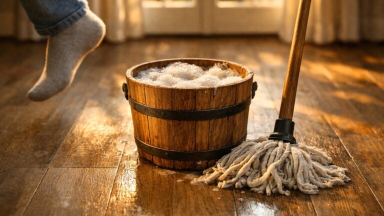 Elle lave son parquet au savon noir chaque samedi depuis deux ans : ses chaussettes collent au sol et les lames virent au gris