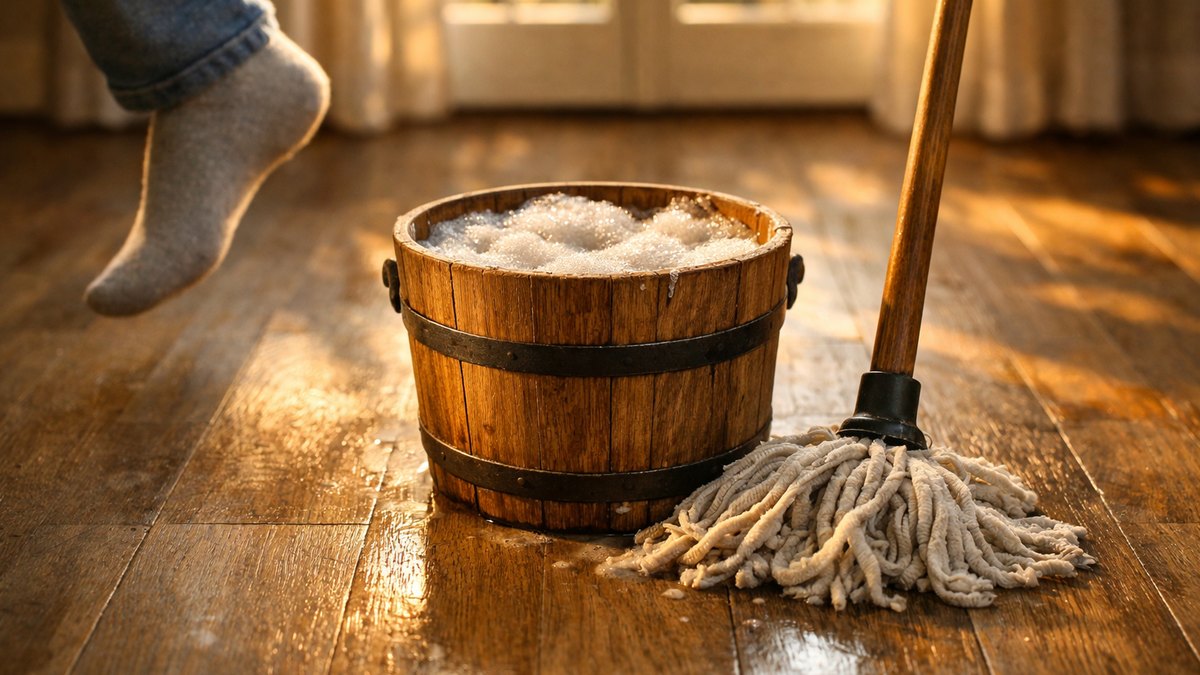 Elle lave son parquet au savon noir chaque samedi depuis deux ans : ses chaussettes collent au sol et les lames virent au gris