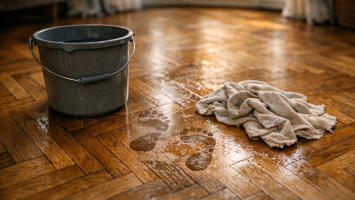 Elle lave son parquet vitrifié au savon noir chaque semaine : un an plus tard, le sol colle et garde la trace de chaque pas