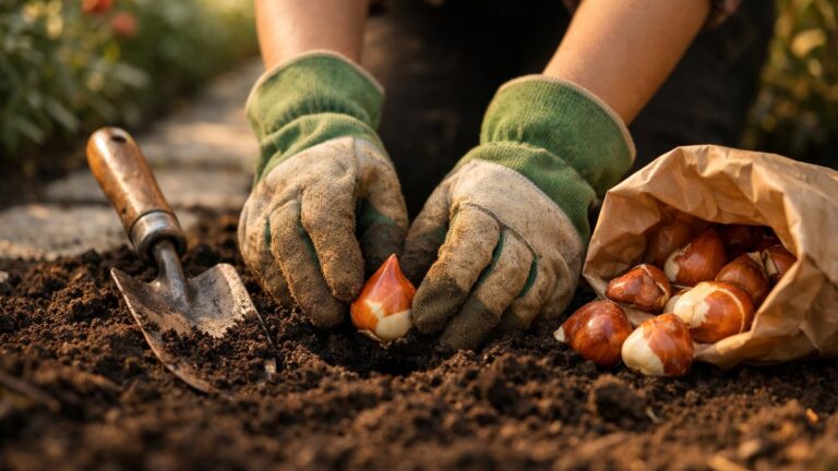 Elle plante cinquante bulbes de tulipes un dimanche de septembre : en mars, la moitié n'est jamais sortie de terre et le reste penche