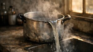 Elle plonge la cocotte de sa grand-mère dans un bain de bicarbonate : le lendemain, l'aluminium est devenu gris sombre jusqu'au bord
