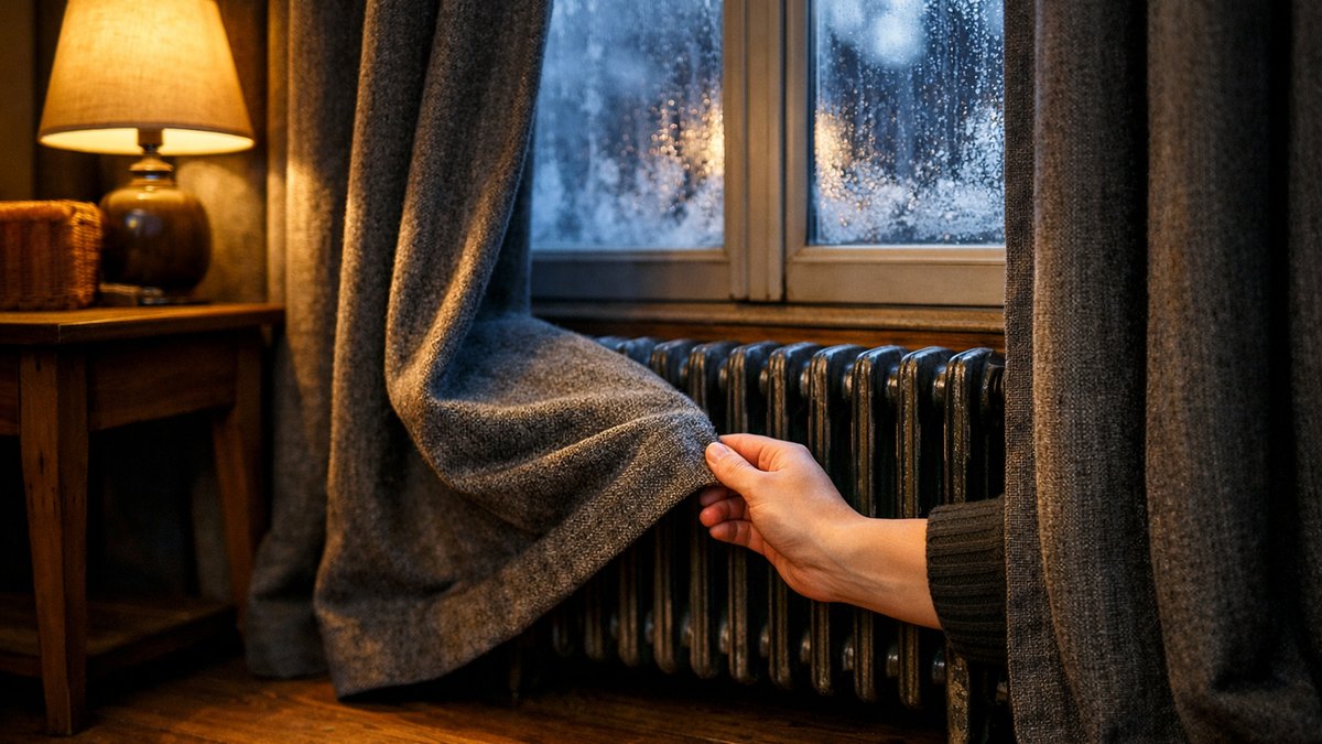 Elle pose d'épais rideaux thermiques dans sa maison près de Limoges : en décembre, le salon reste froid alors que les radiateurs brûlent