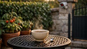 Elle prend son café chaque matin sur sa terrasse fleurie : la caméra du voisin filme la moitié de ses dalles depuis trois semaines
