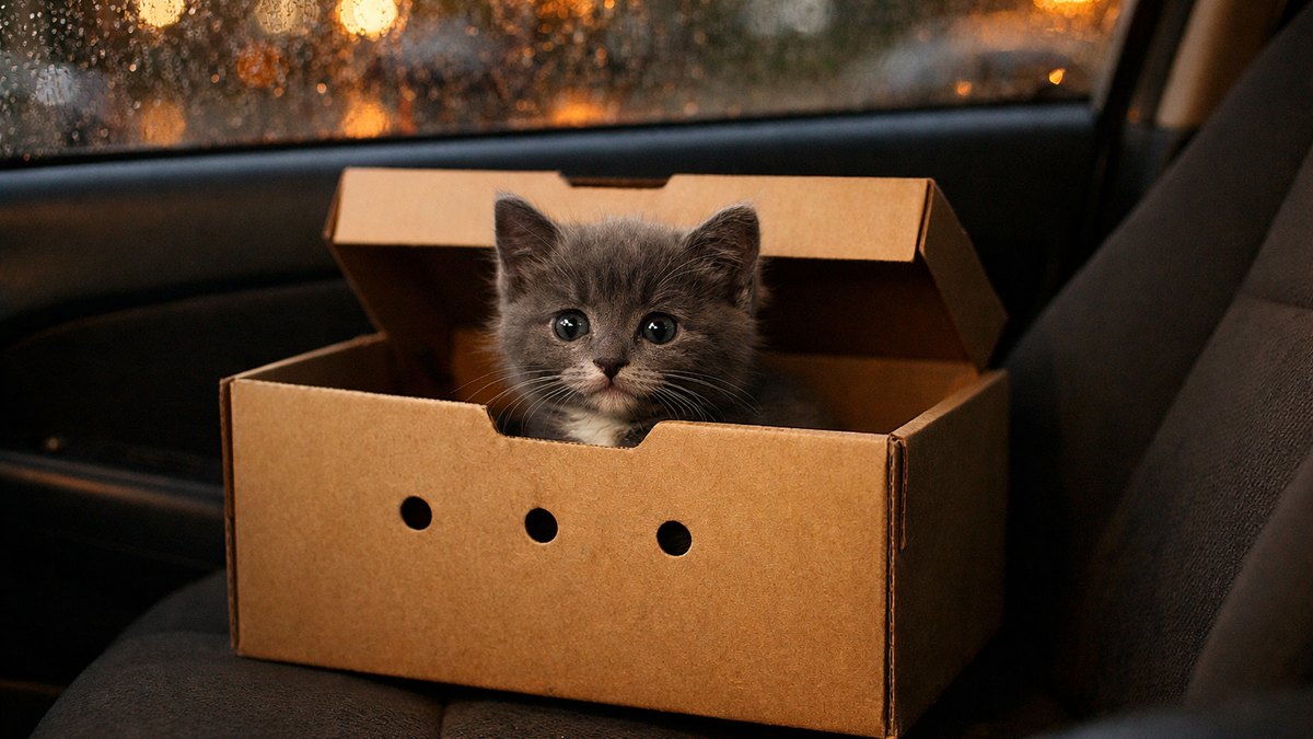 Elle ramène le chaton gris qu'une collègue de Clermont-Ferrand lui offre : chez le vétérinaire, on lui réclame une puce et un certificat signé