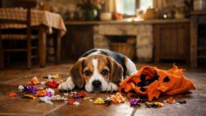 Elle retrouve son beagle couché sur le sac de bonbons des petits-enfants : au téléphone, le vétérinaire ne parle que des chewing-gums