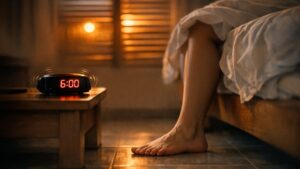 Elle se lève à 6 heures toute la semaine et dort jusqu'à 11 heures le samedi : chaque lundi matin, elle est plus fatiguée que le vendredi soir