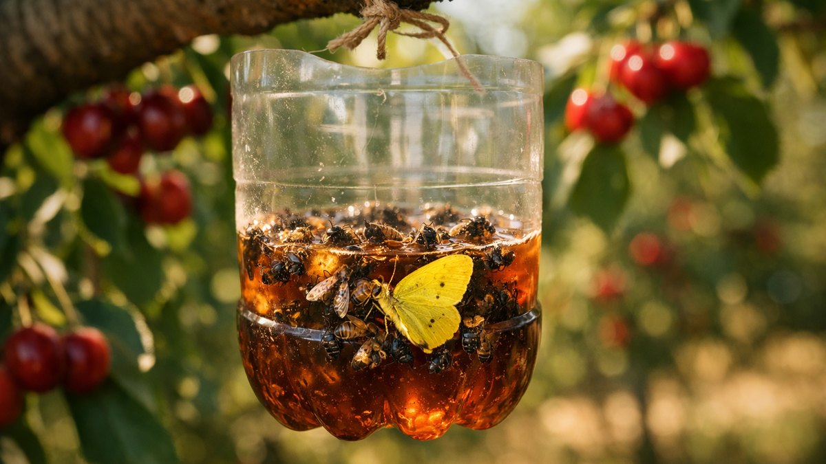 Il accroche trois bouteilles de bière dans son verger dès mars : en juin, il compte les abeilles noyées et cherche encore un seul frelon