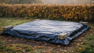 Il bâche tout son potager fin octobre près de Tours pour l'hiver : en mars, sous le plastique, la terre est dure et grouille de limaces