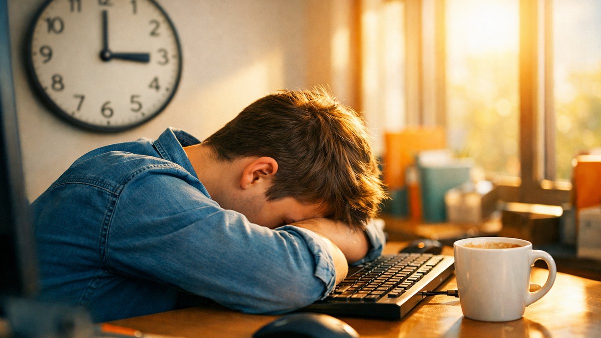Il dort huit heures par nuit depuis le changement d'heure à Metz : à 15 heures, sa tête tombe encore sur le clavier du bureau