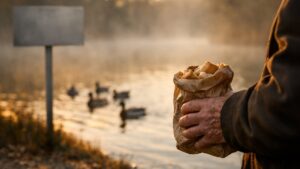 Il emmène son petit-fils nourrir les canards chaque dimanche à l'étang : un matin, un panneau neuf annonce une amende pour un simple morceau de pain