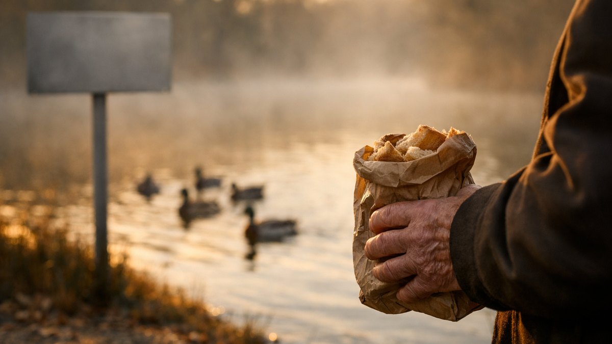 Il emmène son petit-fils nourrir les canards chaque dimanche à l'étang : un matin, un panneau neuf annonce une amende pour un simple morceau de pain