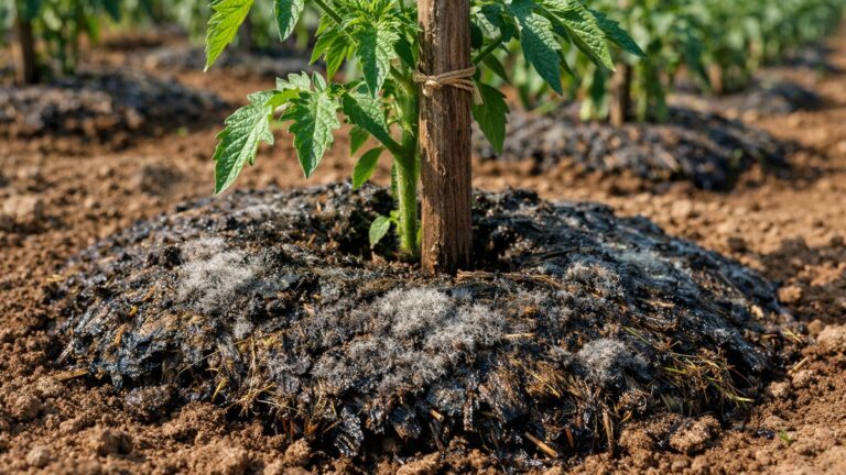 Il étale l'herbe fraîchement tondue au pied de ses tomates près d'Angoulême : trois semaines plus tard, une croûte gluante couvre tout le potager