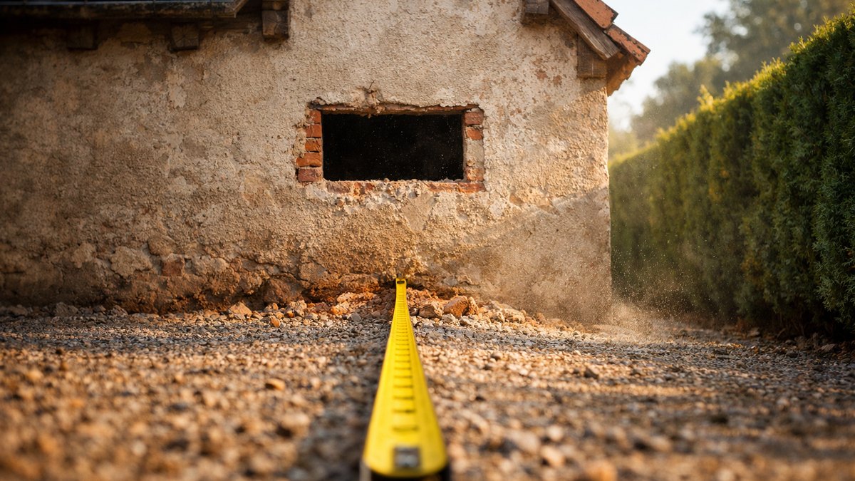 Il fait percer une fenêtre dans le pignon pour éclairer son escalier : son voisin revient le lendemain avec un mètre ruban jaune