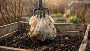 Il jette ses sacs compostables dans le bac du jardin chaque semaine : un an plus tard, il les retrouve presque entiers sous le terreau