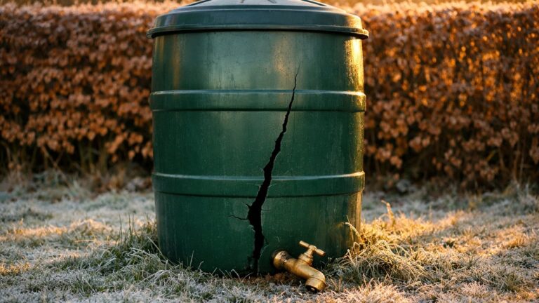 Il laisse son récupérateur d'eau plein tout l'hiver près de Nancy : en février, la cuve est fendue et le robinet gît dans l'herbe
