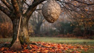 Il ratisse les feuilles de son cerisier un matin de novembre : là-haut, un nid de frelons asiatiques que les pompiers refusent de venir détruire