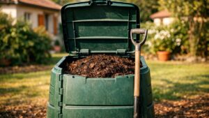 Il remplit son composteur de feuilles mortes un dimanche d'octobre : au printemps, il soulève le couvercle sur un bloc brun, compact et froid