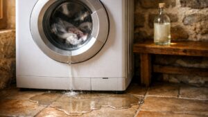 Il verse un verre de vinaigre blanc dans chaque lessive près de Nîmes : un an plus tard, l'eau coule sous le hublot à chaque essorage