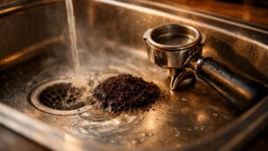 Il vide chaque matin son marc de café dans l'évier pour l'entretenir : trois semaines plus tard, le plombier sort du siphon un bouchon noir et compact