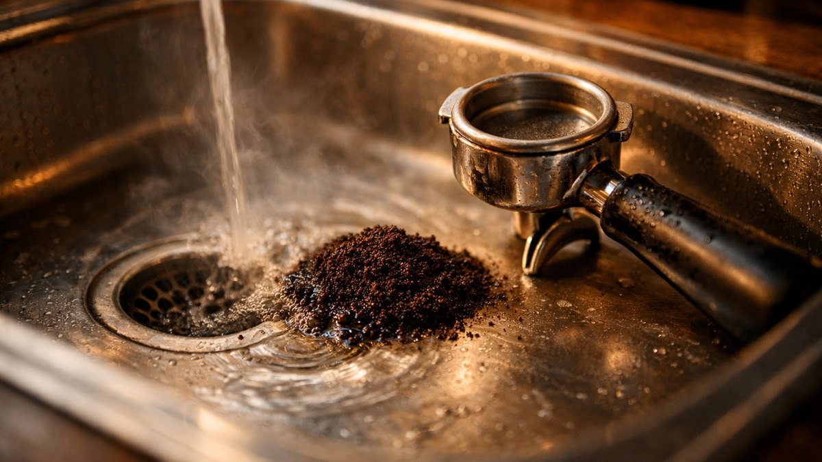 Il vide chaque matin son marc de café dans l'évier pour l'entretenir : trois semaines plus tard, le plombier sort du siphon un bouchon noir et compact